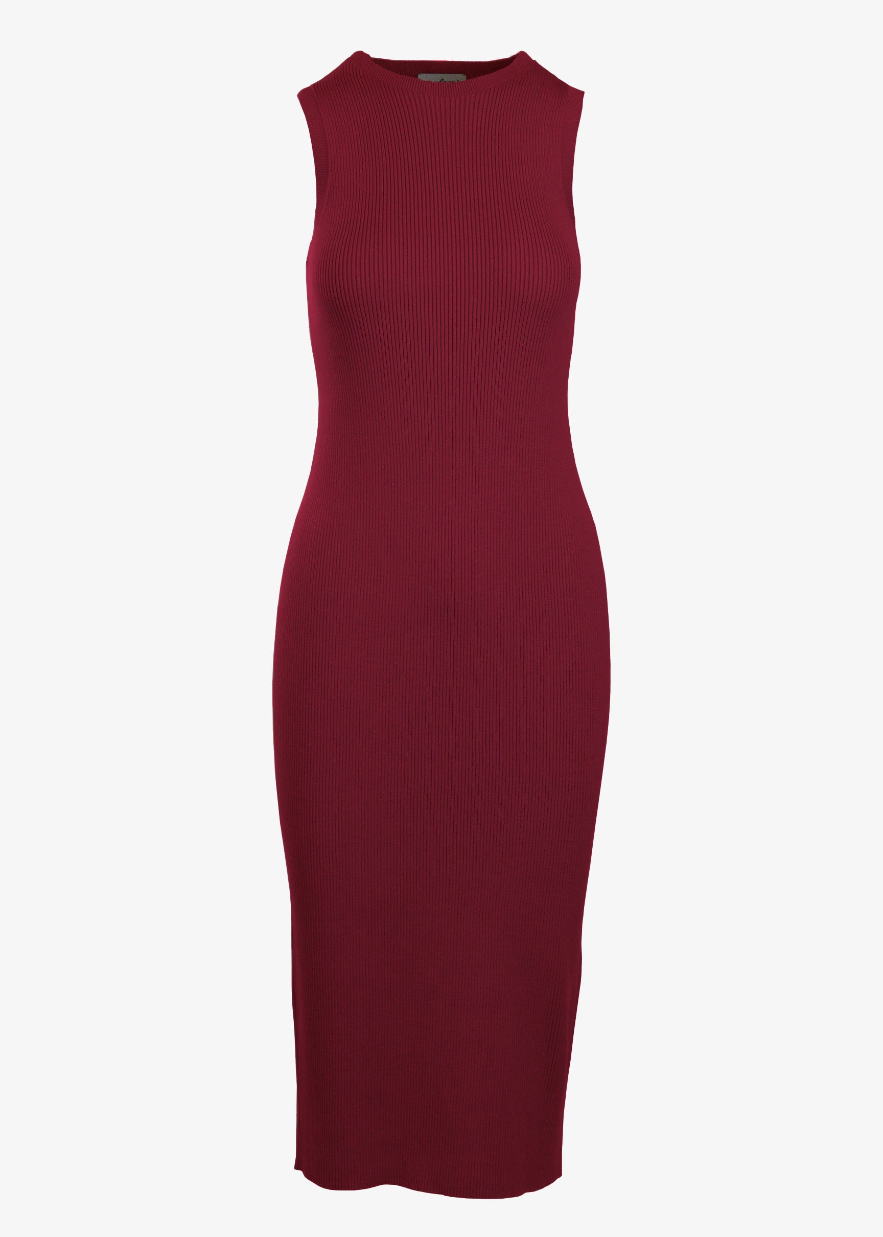 Stefania Ribbed Midi Dress - Crimson The Edit Stefania Ribbed Midi Dress - Crimson The Edit