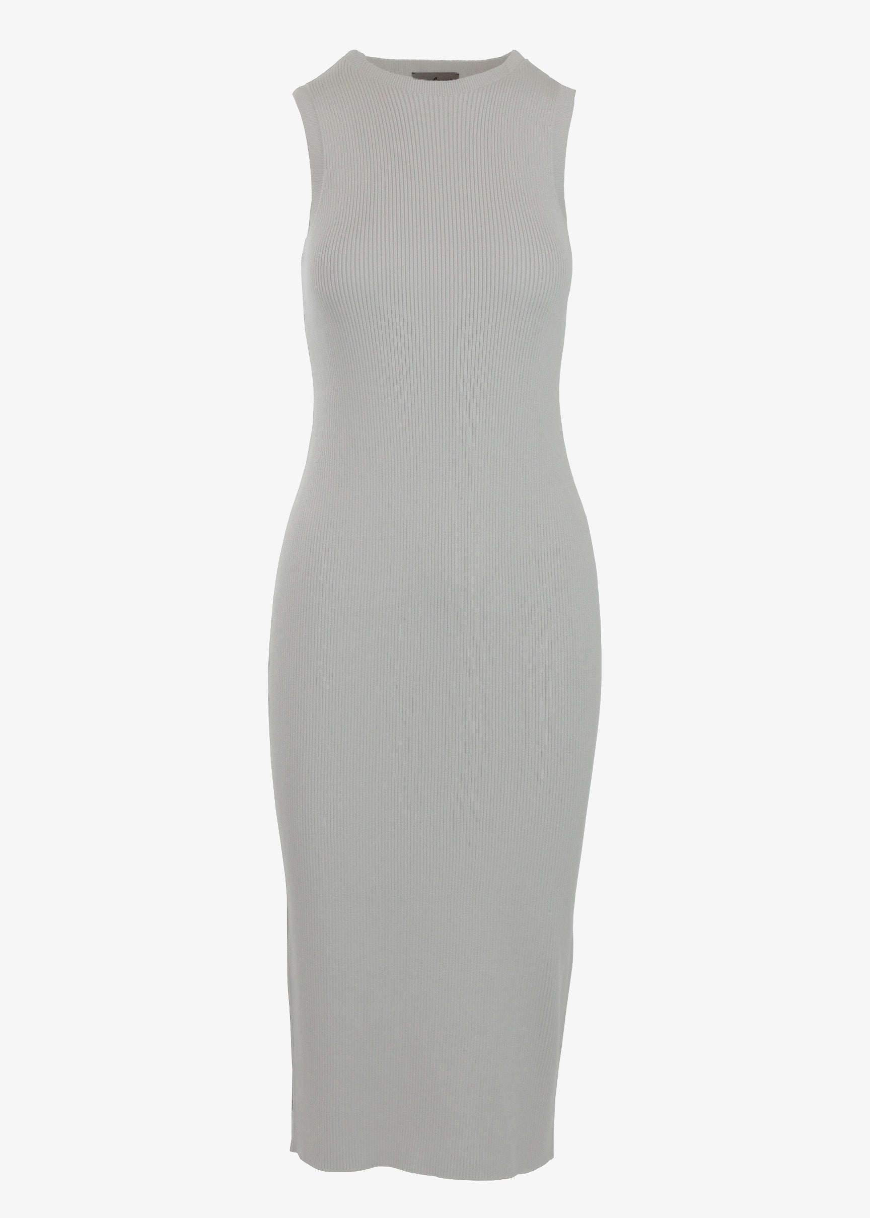Stefania Ribbed Midi Dress - Light Heather  The Edit